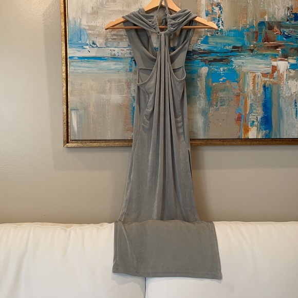 NWT cut out maxi dress sea foam sage halter silky thighsplit halter2-4/6-8/10-12 - Picture 12 of 17